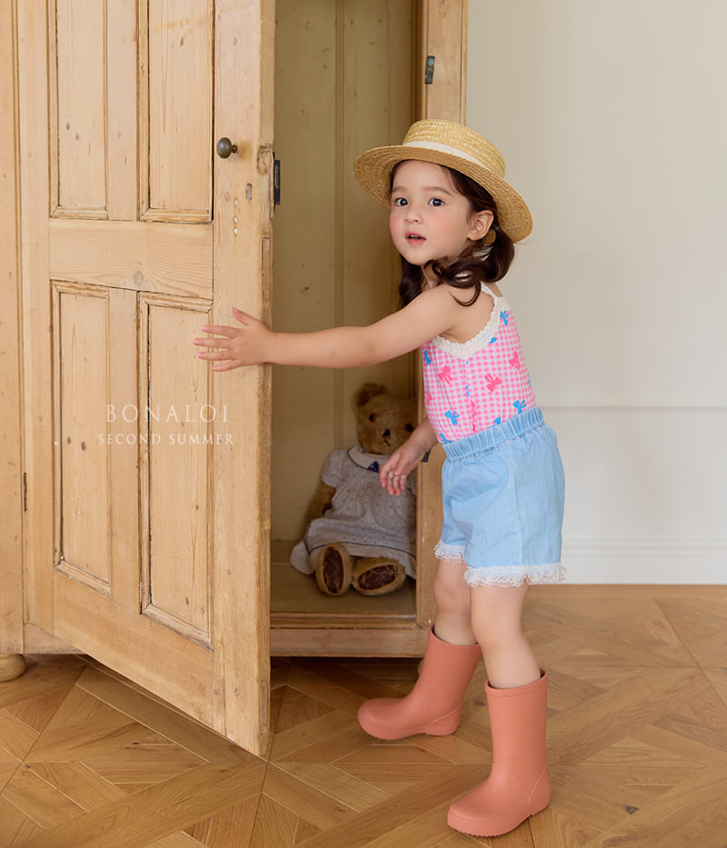 Bonaloi - Korean Children Fashion - #stylishchildhood - Check Sleeveless Top - 3