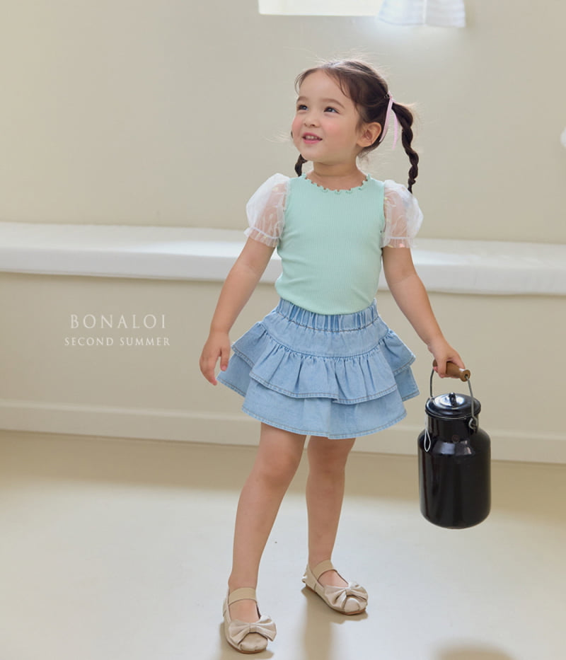 Bonaloi - Korean Children Fashion - #todddlerfashion - Heart Aurora Mesh Tee - 5