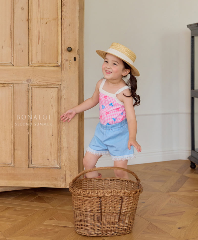 Bonaloi - Korean Children Fashion - #todddlerfashion - Organza Lace Denim Shorts - 3