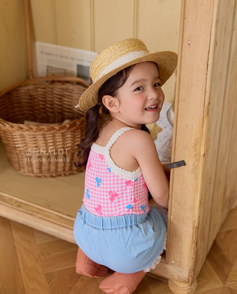 Bonaloi - Korean Children Fashion - #toddlerclothing - Check Sleeveless Top - 2