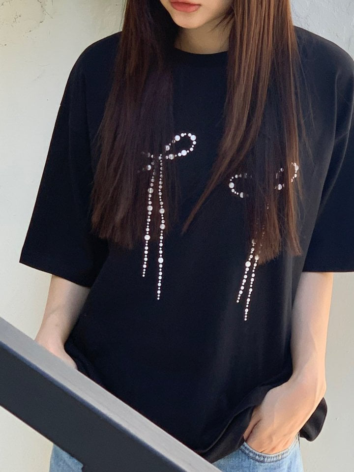 Bricklane - Korean Women Fashion - #womensfashion - Pearl Ribbon Tee - 6