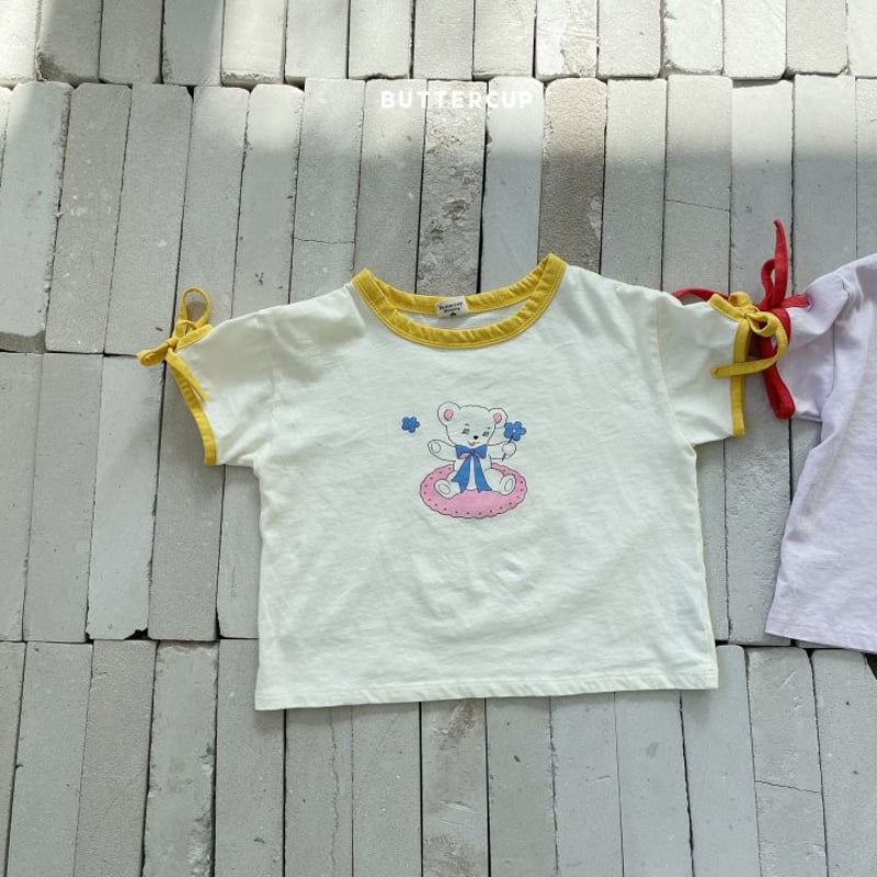 Buttercup - Korean Children Fashion - #prettylittlegirls - Bear Ribbon Sleeve Tee - 7