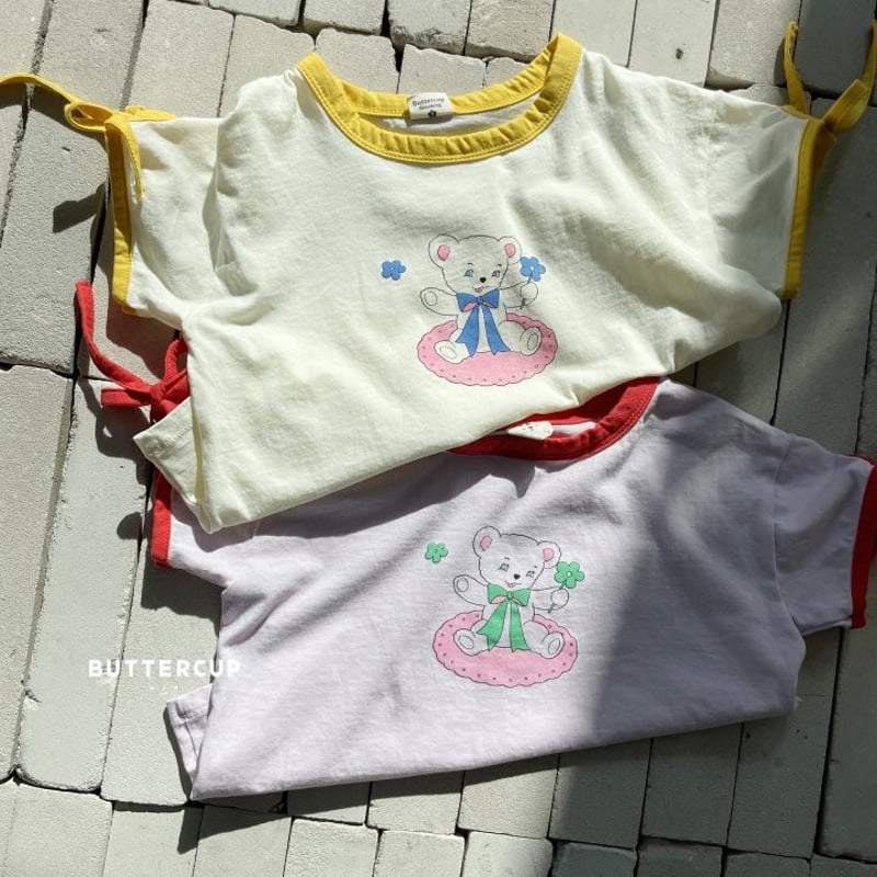 Buttercup - Korean Children Fashion - #todddlerfashion - Bear Ribbon Sleeve Tee - 8