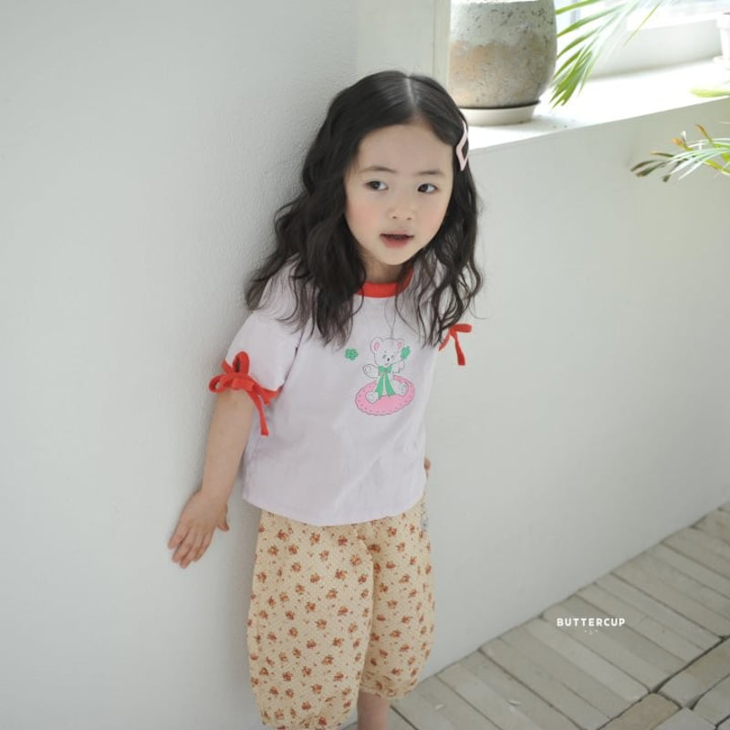 Buttercup - Korean Children Fashion - #toddlerclothing - Bear Ribbon Sleeve Tee - 9