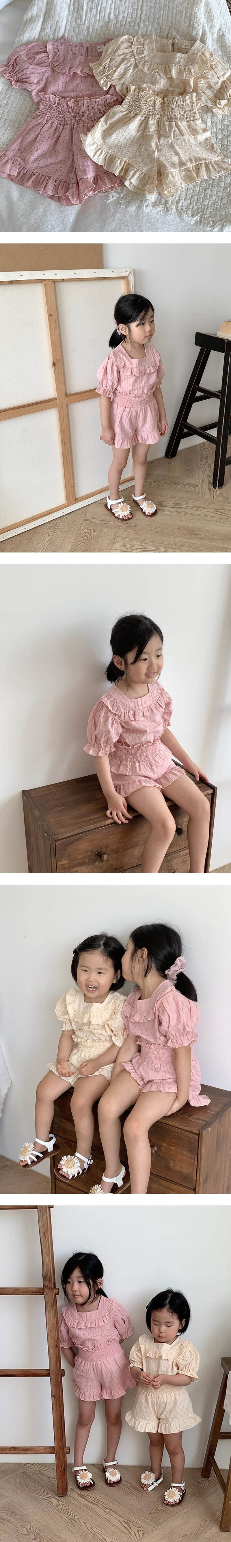 Flower J - Korean Children Fashion - #littlefashionista - Punching Square Top Bottom Set - 2