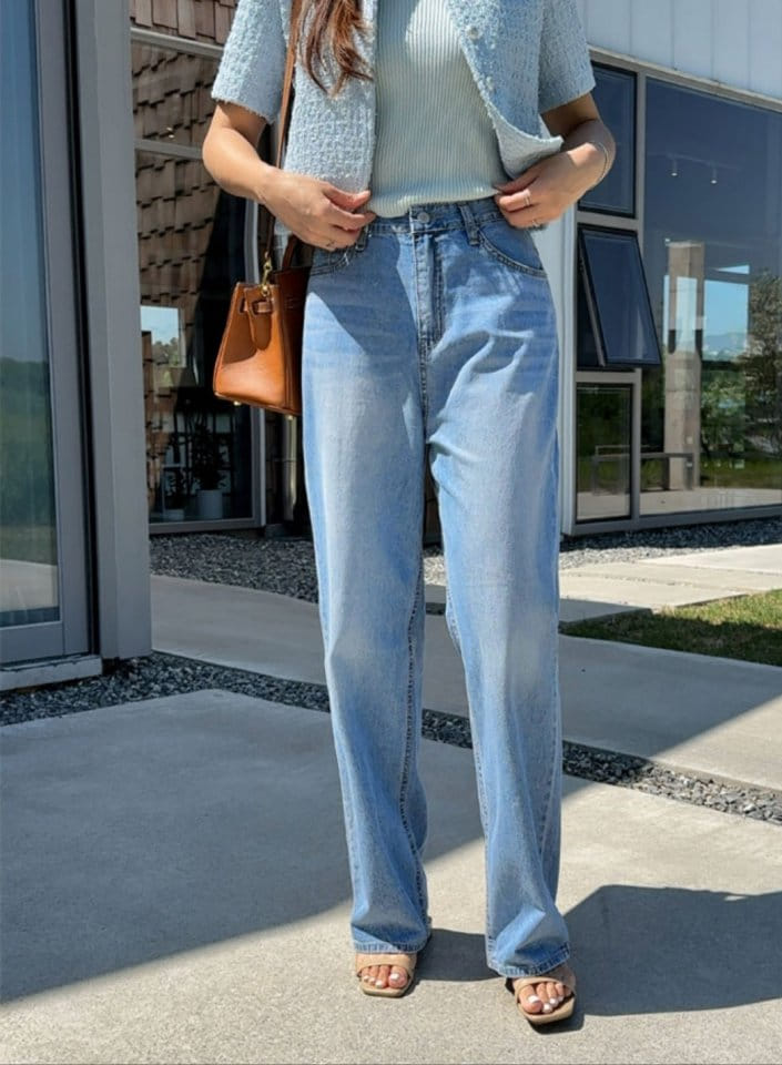 I'm here - Korean Women Fashion - #momslook - 581 Cat Brush Denim Pants - 2