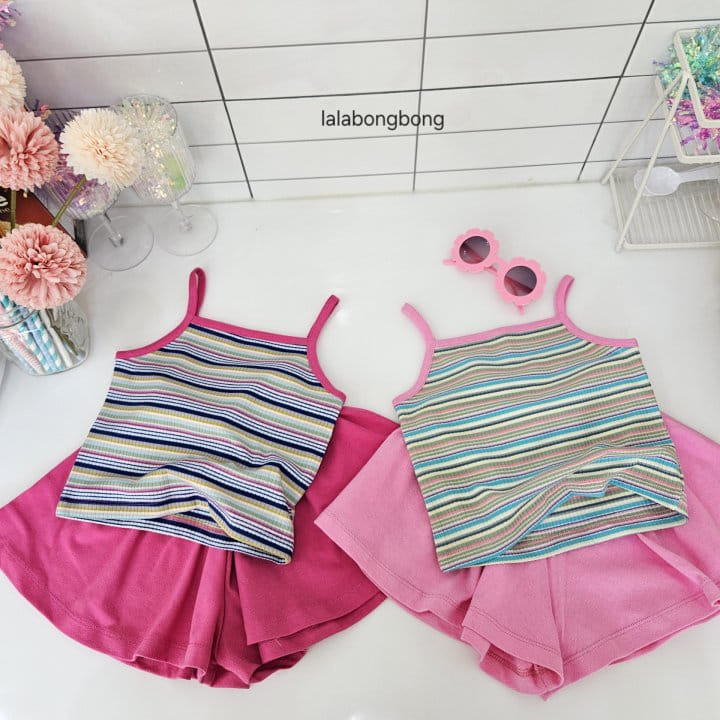 Lalabongbong - Korean Children Fashion - #Kfashion4kids - Color String Sleeveless Top Bottom Set - 5