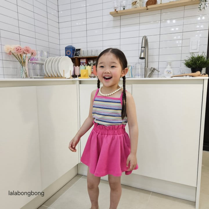 Lalabongbong - Korean Children Fashion - #kidsstore - Color String Sleeveless Top Bottom Set - 3