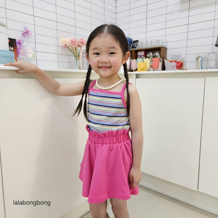 Lalabongbong - Korean Children Fashion - #kidsstore - Color String Sleeveless Top Bottom Set - 4