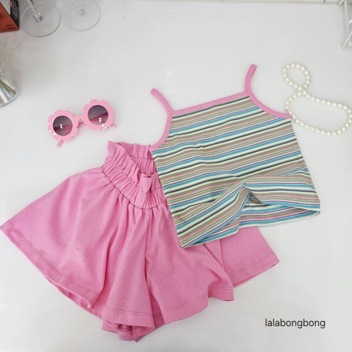 Lalabongbong - Korean Children Fashion - #minifashionista - Color String Sleeveless Top Bottom Set - 8