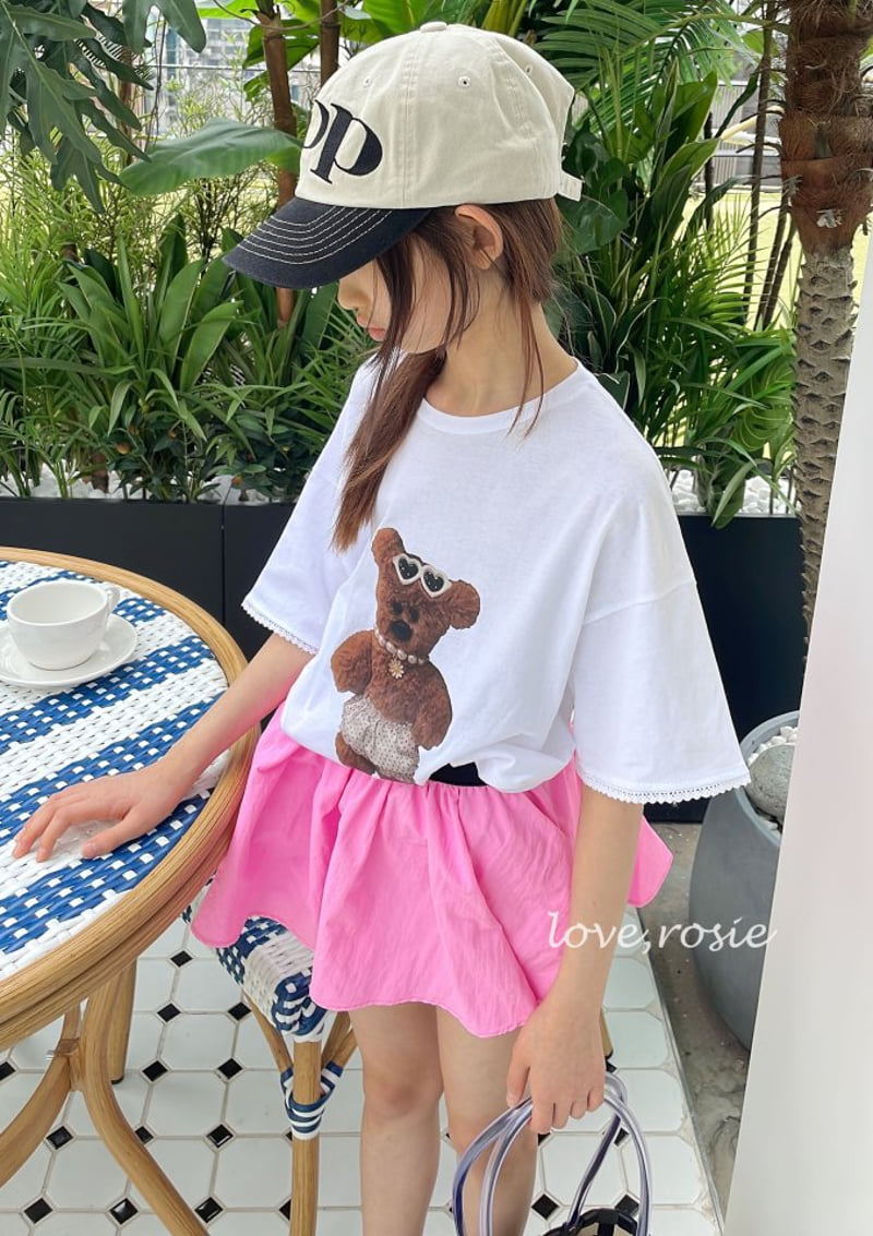 Love Rosie - Korean Children Fashion - #toddlerclothing - Bear Lace Boxy Tee - 5