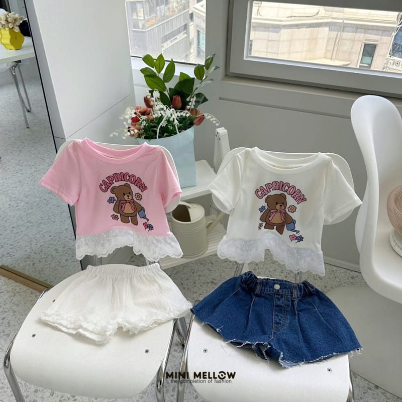 Mini mellow - Korean Children Fashion - #fashionkids - Bear Lace Tee