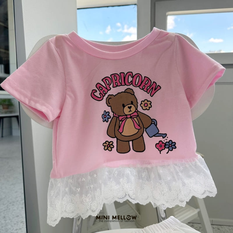 Mini mellow - Korean Children Fashion - #kidsstore - Bear Lace Tee - 4