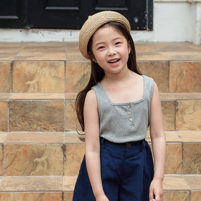 Mon Atelier - Korean Children Fashion - #discoveringself - Square Button Sleeveless Tee