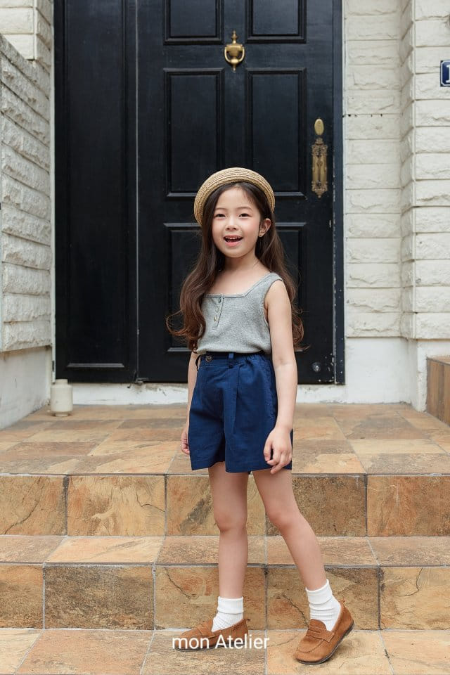 Mon Atelier - Korean Children Fashion - #kidsshorts - Square Button Sleeveless Tee - 3