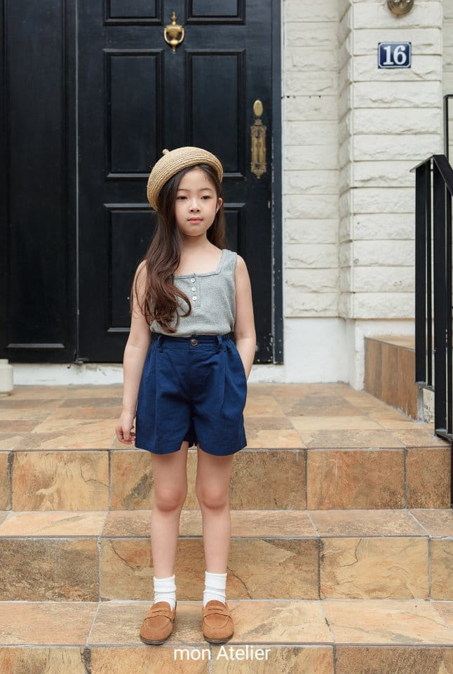 Mon Atelier - Korean Children Fashion - #kidzfashiontrend - Square Button Sleeveless Tee - 5