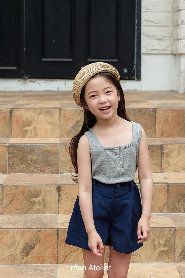 Mon Atelier - Korean Children Fashion - #littlefashionista - Square Button Sleeveless Tee - 7