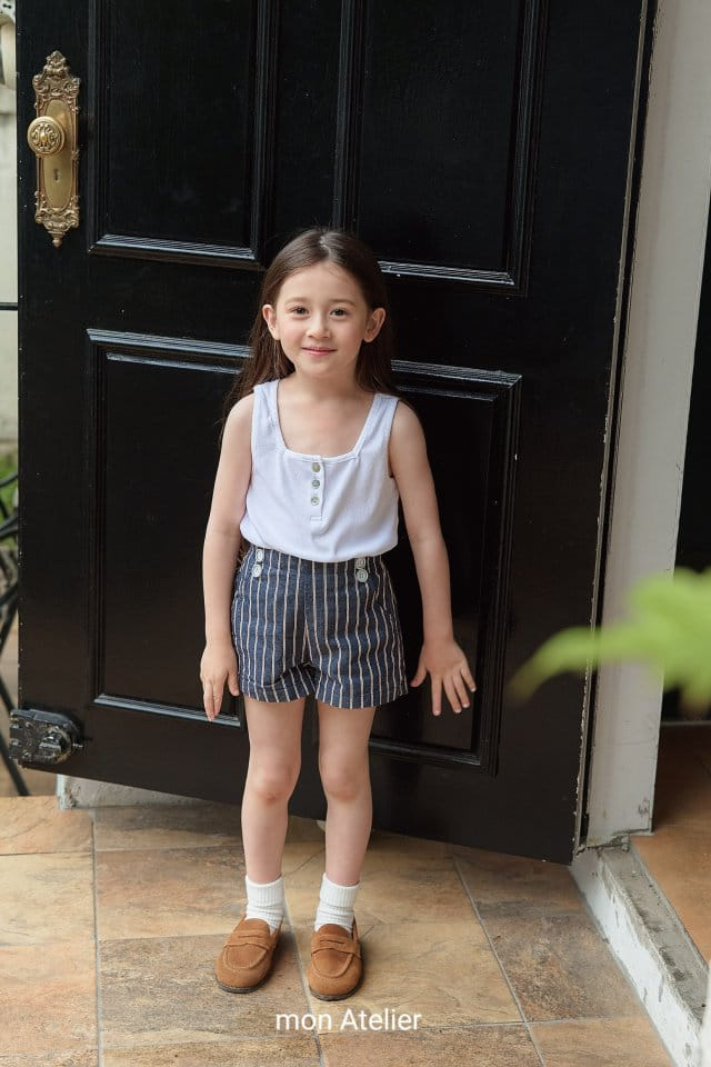 Mon Atelier - Korean Children Fashion - #prettylittlegirls - Square Button Sleeveless Tee - 10