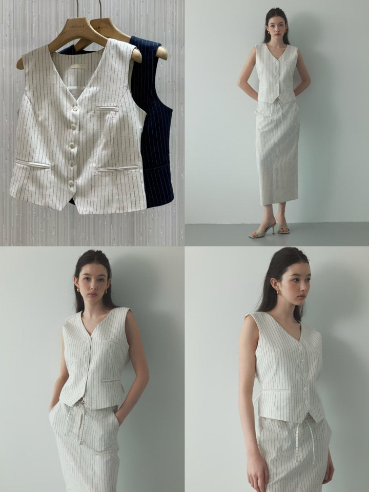 Neroli36 - Korean Women Fashion - #momslook - H Stripe Vest - 12