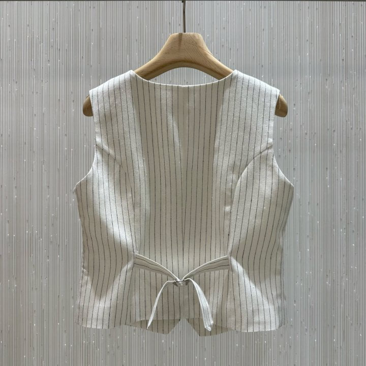 Neroli36 - Korean Women Fashion - #momslook - H Stripe Vest - 2