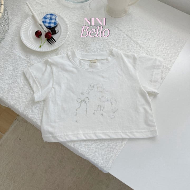 Ninibello - Korean Children Fashion - #designkidswear - Silver Ribbon Crop Tee - 2