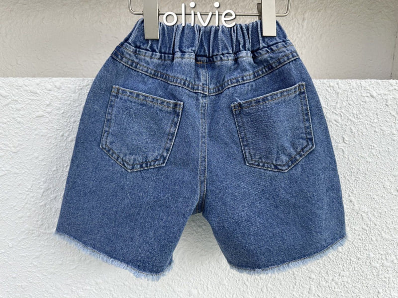 Olivie - Korean Children Fashion - #Kfashion4kids - Cutting Denim Shorts - 2