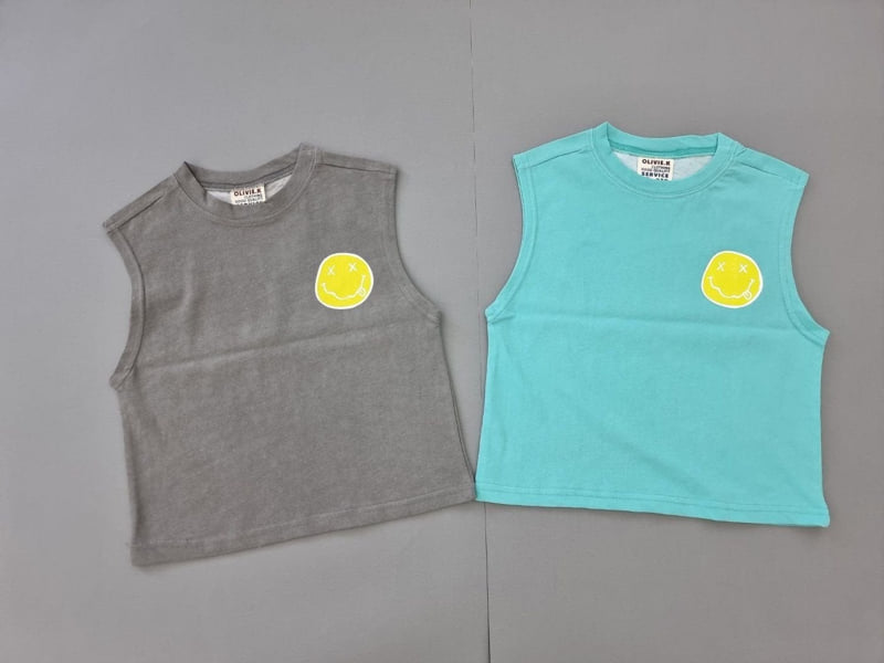 Olivie - Korean Children Fashion - #discoveringself - Smile Sleeveles Tee