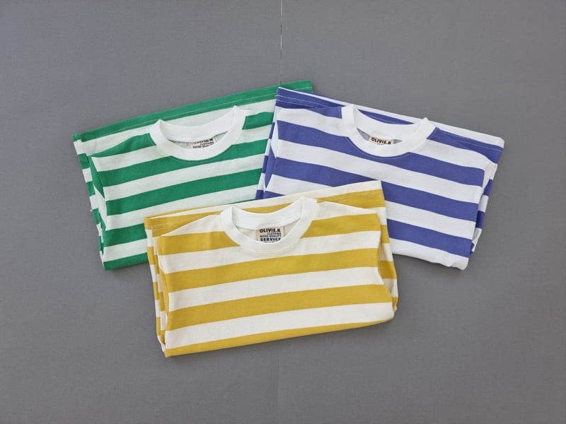 Olivie - Korean Children Fashion - #kidsshorts - Unique Stripe Tee