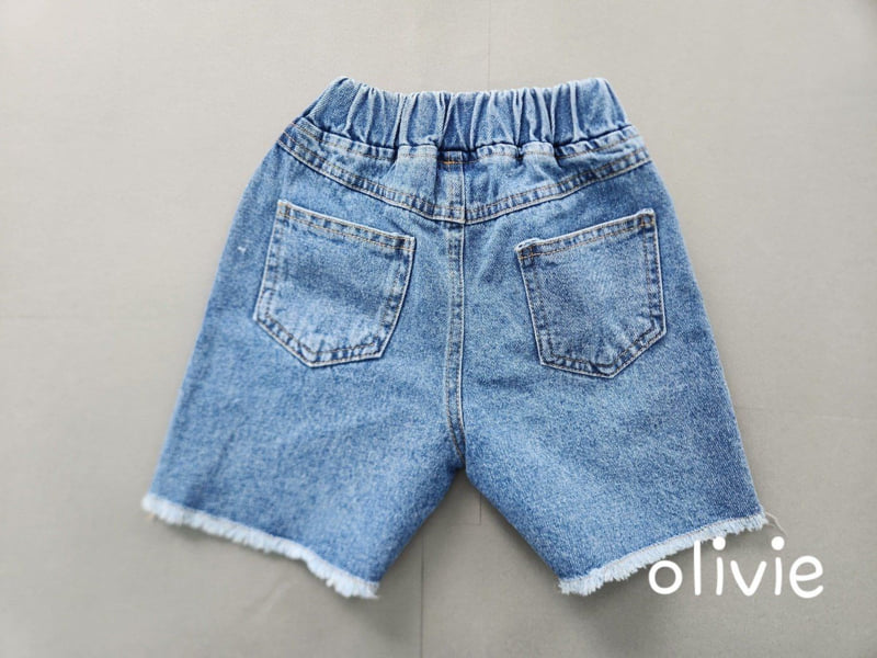 Olivie - Korean Children Fashion - #minifashionista - Cutting Denim Shorts - 5