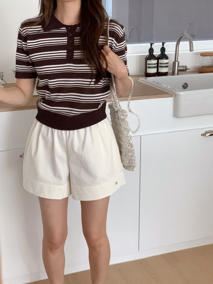 Osense - Korean Women Fashion - #momslook - Mue Stripe Collar Knit Top - 10