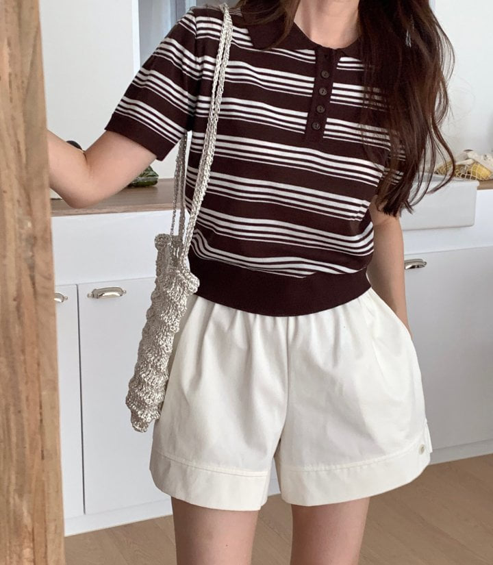 Osense - Korean Women Fashion - #momslook - Mue Stripe Collar Knit Top - 8