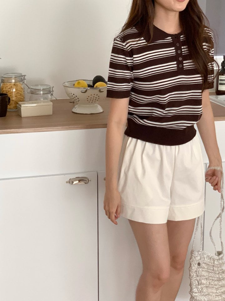 Osense - Korean Women Fashion - #momslook - Mue Stripe Collar Knit Top - 9