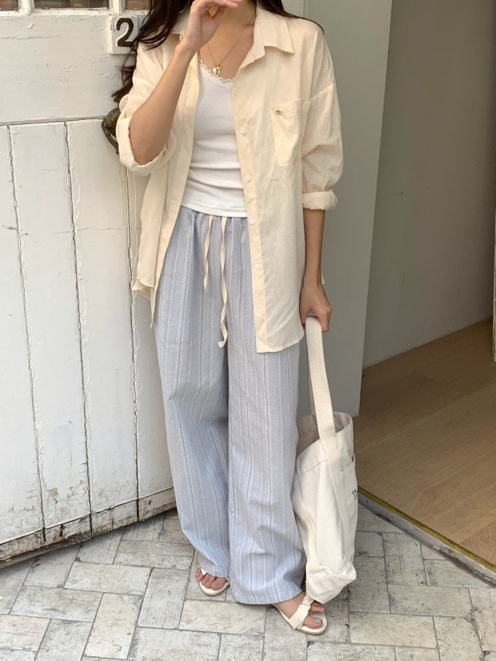 Osense - Korean Women Fashion - #shopsmall - Solid Stripe Pants