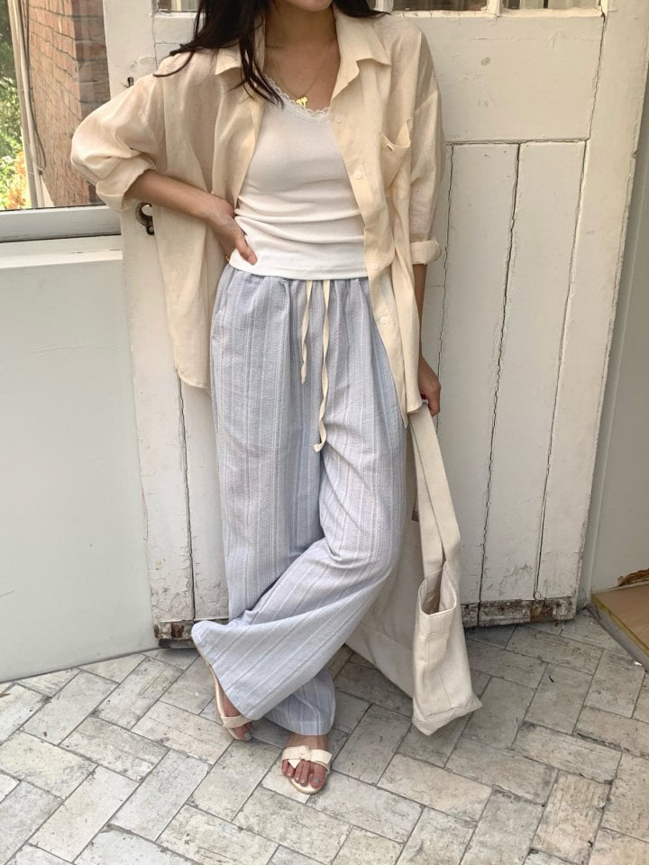 Osense - Korean Women Fashion - #thatsdarling - Solid Stripe Pants - 2