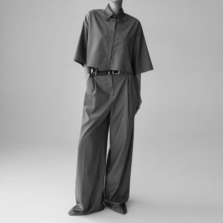 Paper Moon - Korean Women Fashion - #momslook - Side Pleated Pin Tuck Wide Trousers - 2