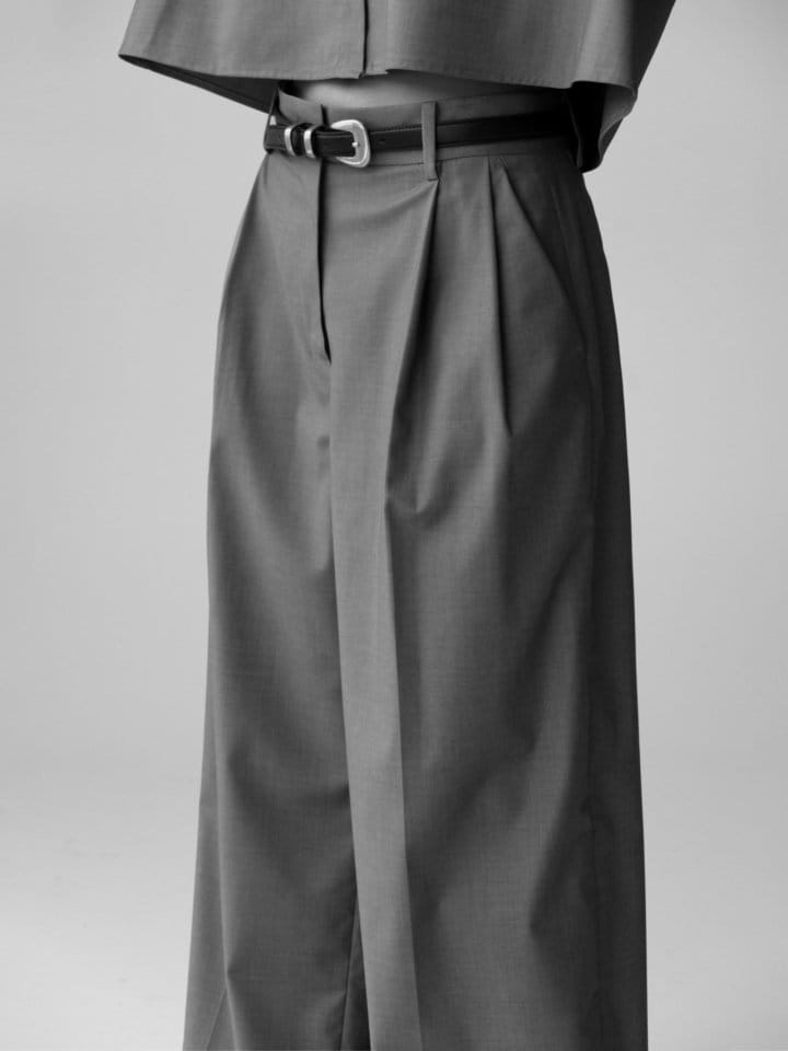 Paper Moon - Korean Women Fashion - #momslook - Side Pleated Pin Tuck Wide Trousers - 6