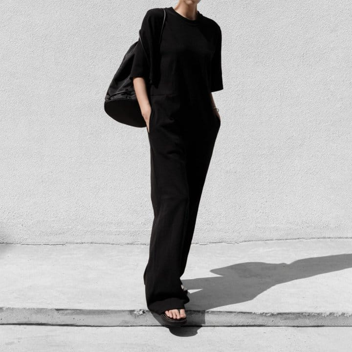 Paper Moon - Korean Women Fashion - #momslook - Back Zipped Detail Oversized Sweat Jumpsuit - 10