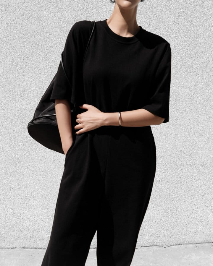 Paper Moon - Korean Women Fashion - #momslook - Back Zipped Detail Oversized Sweat Jumpsuit - 6