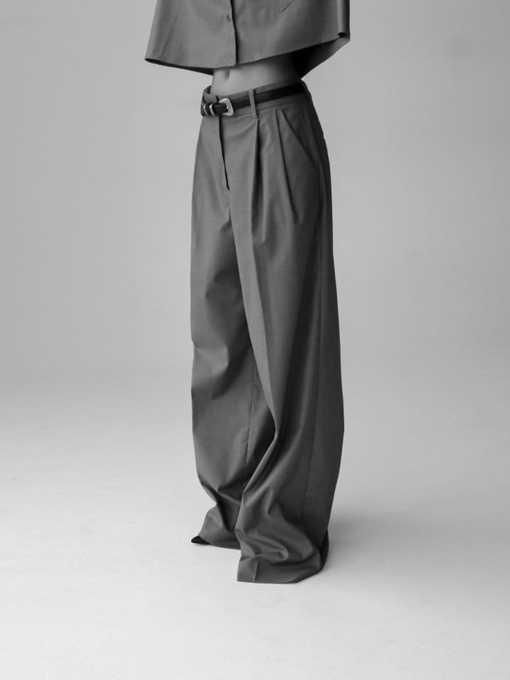 Paper Moon - Korean Women Fashion - #vintagekidsstyle - Side Pleated Pin Tuck Wide Trousers - 9