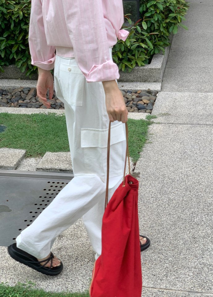 Pomelo - Korean Women Fashion - #momslook - Slit Cargo Pants