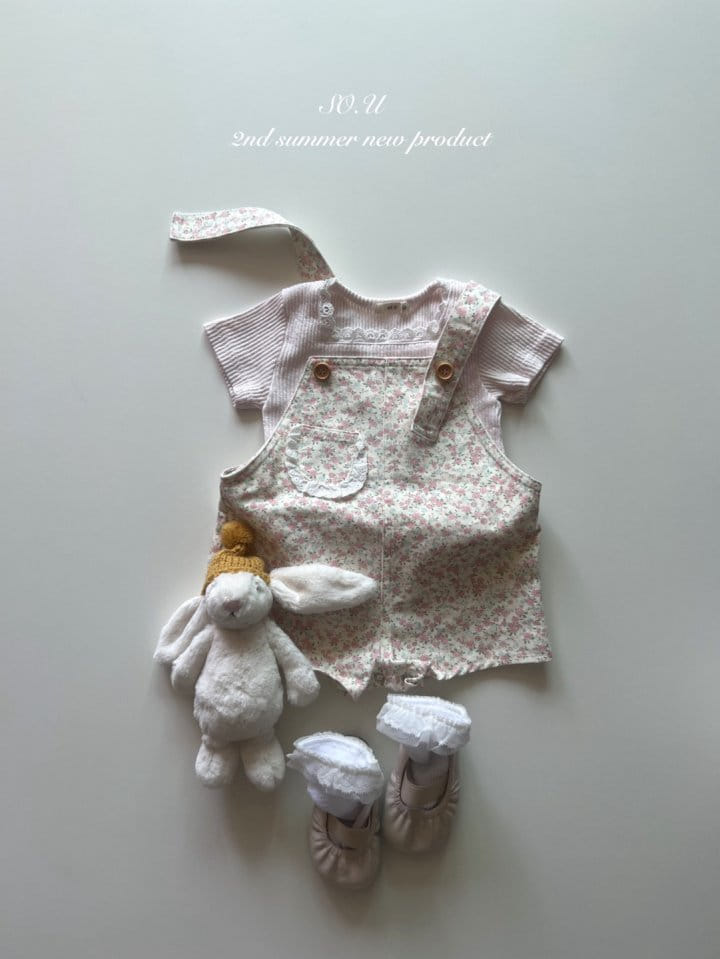 So U - Korean Baby Fashion - #babyboutique - Flower Dungarees Body Suit