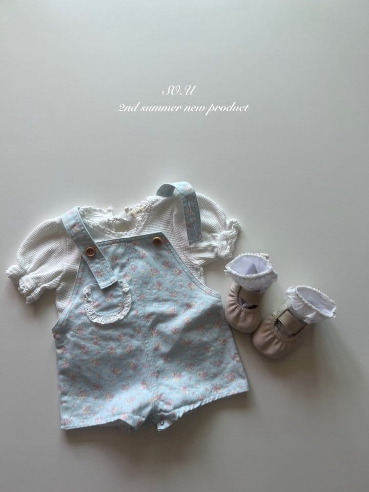 So U - Korean Baby Fashion - #babyfashion - Flower Dungarees Body Suit - 5