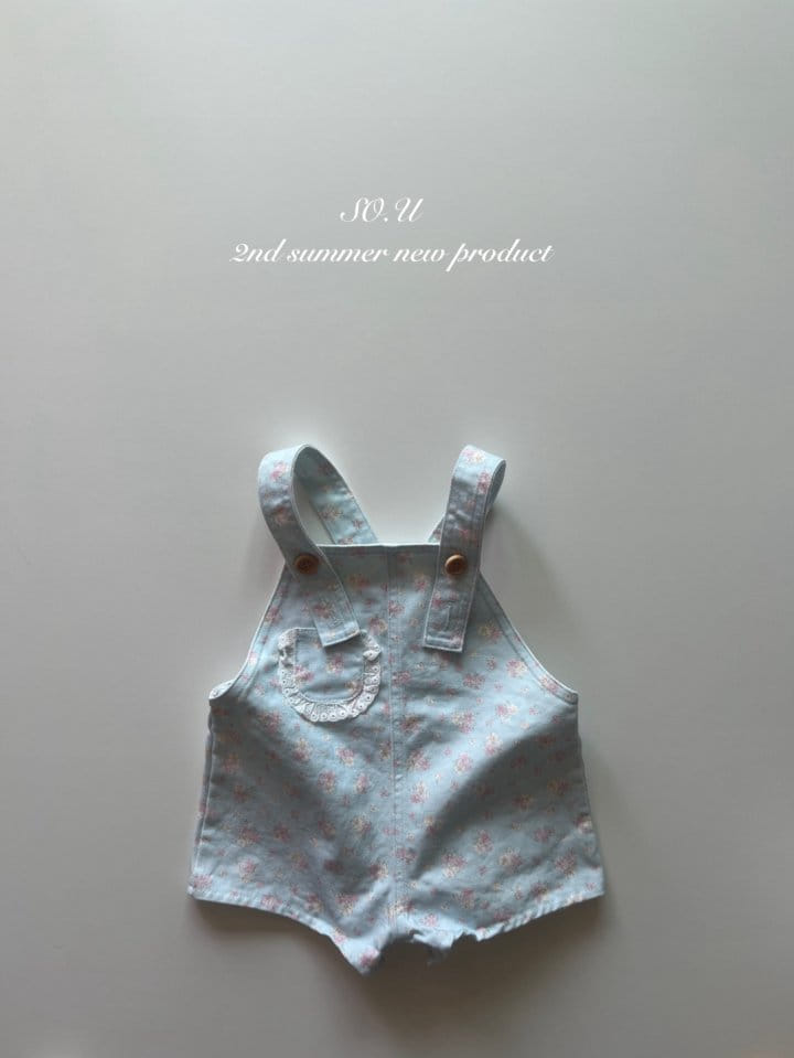 So U - Korean Baby Fashion - #babyfever - Flower Dungarees Body Suit - 6