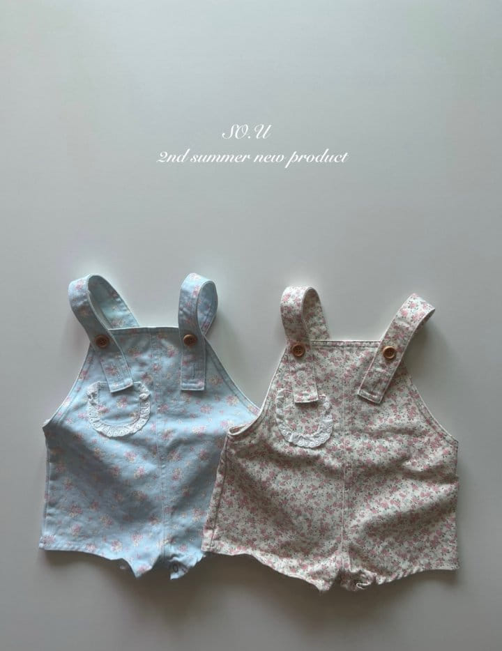 So U - Korean Baby Fashion - #babyoutfit - Flower Dungarees Body Suit - 11