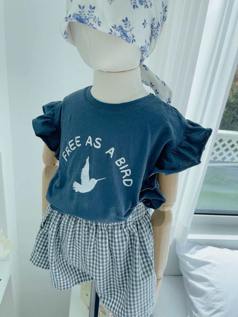 Studio M - Korean Children Fashion - #childrensboutique - Bird Print Frill Tee - 3