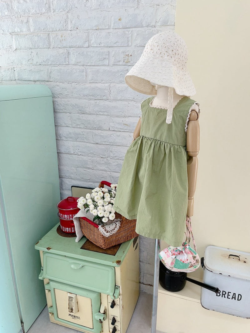 Studio M - Korean Children Fashion - #littlefashionista - Olive Sleeveless One-piece - 5