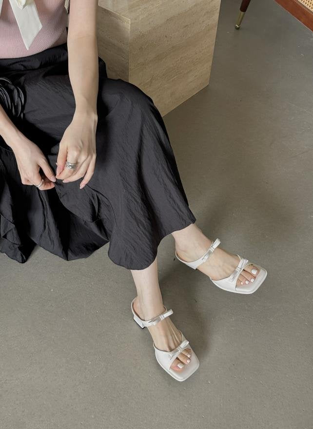 Vade - Korean Women Fashion - #momslook - Square Ribbon Sandal - 2