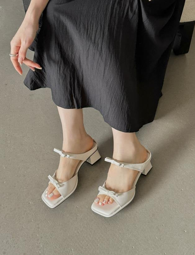 Vade - Korean Women Fashion - #vintageinspired - Square Ribbon Sandal - 5