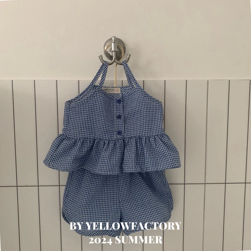 Yellow Factory - Korean Children Fashion - #childofig - Bicycle Check Top Bottom Set - 4