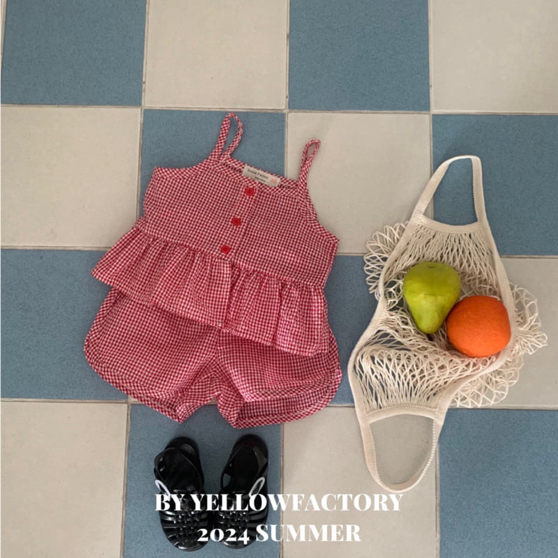 Yellow Factory - Korean Children Fashion - #fashionkids - Bicycle Check Top Bottom Set - 7